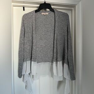 Altar’d State Grey/White Open Cardigan with white detail at bottom